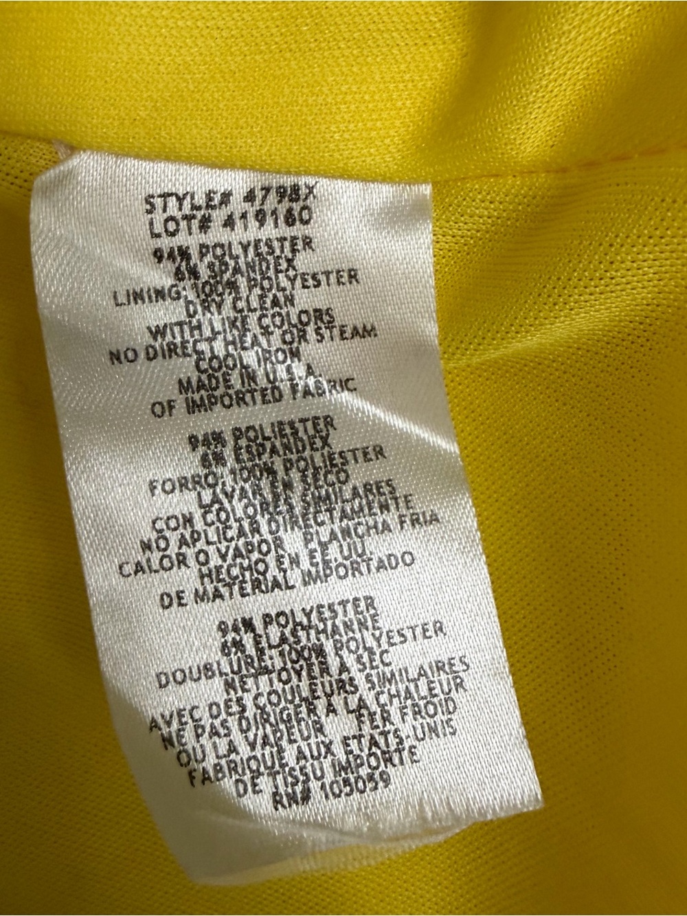 Xscape Yellow Rhinestone Spaghetti Strap Front-Slit Gown Size 0 - Picture 9 of 9